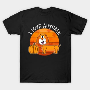 I Love Autumn Dachshund Dog Fall Thanksgiving T-Shirt